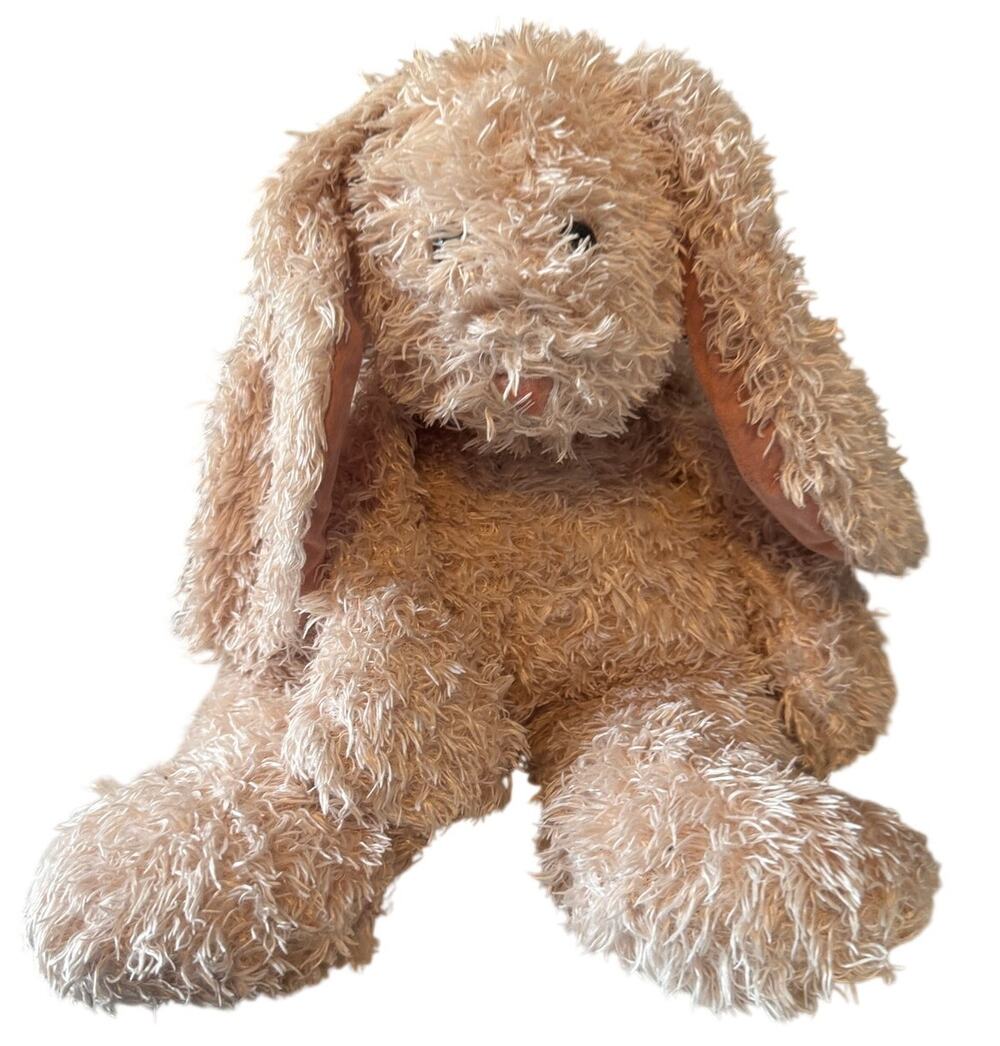 Retired Jellycat Bunglie Bunny Pink Peach Shaggy Plush Rabbit 17”